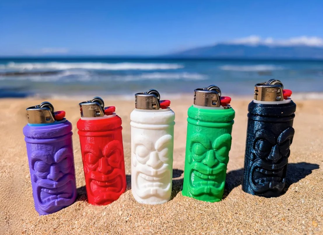 Tiki Warrior BIC Lighter Cover